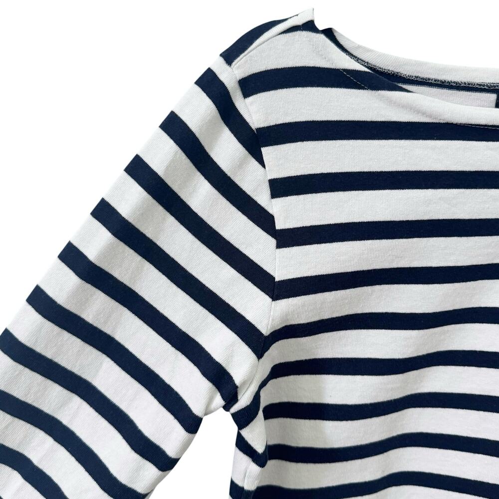 J. Crew Classic Fit 100% Cotton Boatneck Striped T-Shirt White Navy Size Medium - Picture 6 of 10